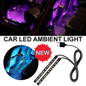 USB LED Car Interior AmbientFoot Strip Light Kit NeonAtmosphere Decorativen - Picture 1 of 20