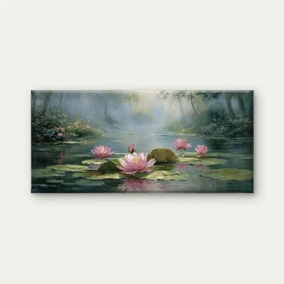 Green Foliage & Reflective Water Surface  Unframed Canvas Painting for Living - image 1 of 4