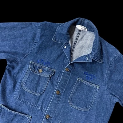 Chaqueta de Trabajo Vintage Key Imperial Azul Denim Bordada a Mano Años 70 Tareas Abrigo Foto 1 de 4