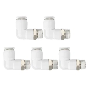 Conector rápido neumático de codo de aire de 5 piezas 1/4" PT rosca macho x tubo de identificación de 8 mm - Imagen 1 de 7