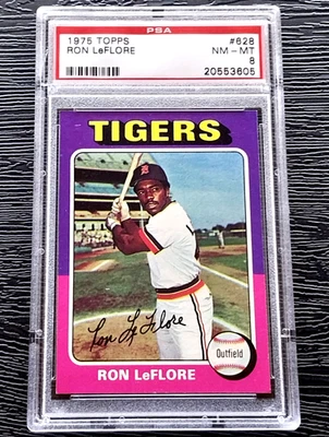 1975 TOPPS RON LeFLORE дебютант бейсбольная карточка #628 ** по центру ** PSA 8 NRMT-новый - Изображение 1 из 4