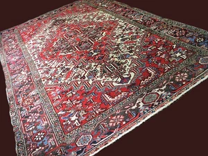 ANTIQUE Heriz Rug 9'5'' x 6'8'' Hand Knotted Persiian WOOL Rug 290cm x 208cm - Picture 1 of 24