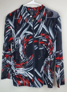 Desert Casual Women's Size Medium Semi-Sheer Zip Up Jacket Top Cowgirl Western - Picture 1 of 7