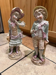 ANTIKER DEUTSCHER VIKTORIANISCHER GEBRUDER? HEUBACH ? MÄDCHEN JUNGE PUPPE 14 ZOLL BISKUITFIGUR - Bild 1 von 15