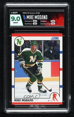 1990-91 Score Mike Modano #120 HGA 9 MINT Rookie RC HOF - Image 1 of 2
