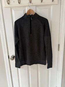 Overland Mens 1/4 Zip Pullover Sweater M Wool Cotton Black Grey Gorp Ski Stretch - Picture 1 of 13