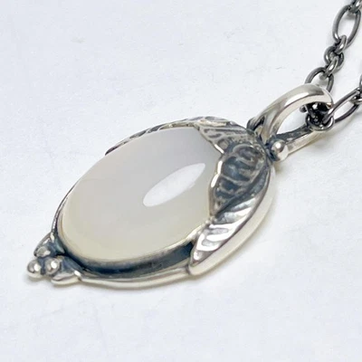 Collar Georg Jensen Año 2010 Ágata Blanca Plata 925 17.7 pulgadas Colgante Usado Foto 1 de 4