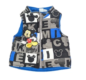 Disney Mickey Mouse gefütterte Weste Jungen 12 Monate Fleece gefüttert Reißverschluss vorne - Bild 1 von 8