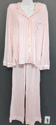 Victoria Secret Modal Soft Long Pajama Set Medium Pretty Blossom Iconic Stripe - Image 1 of 4