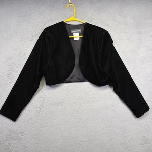 Y2K Maurices Bolero Shrug Jacket Womens L Black Cropped Cardigan Made USA 90s - Picture 1 of 13