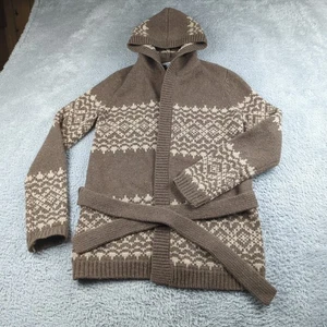 Cárdigan De Colección Y2K Gap Para Mujer Pequeño Marrón Boho Cinturón Mezcla de Lana Con Capucha Años 2000 - Imagen 1 de 16