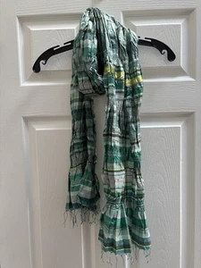 NWT Eileen Fisher Seagreen Silk Shibori Puckered Scarf - Picture 1 of 2