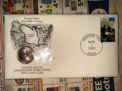 2004 Philadelphia & Denver LOUISIANA PURCHASE Five-Cent Coin First Day of Issue - Image 1 of 4