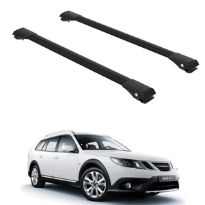 Roof Rack Cross Bars to Saab 9-3X Estate/Wagon 2009-2011 Black Set 2 Pcs - Picture 1 of 20