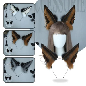 Faux Fur Wolf Ear Headband with Earrings Animal Cosplay Hair Band Costume Props - Picture 1 of 18
