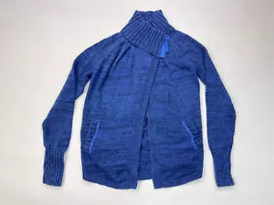 Lululemon IVIVVA Knit Wrap Star Cardigan Girl's 12 100% Cotton Long Sleeve Blue - Picture 1 of 10