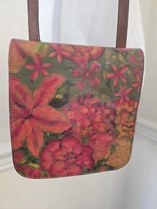 Patricia Nash Leather Crossbody FLORAL OIL PAINTING Watercolor HandBag - Picture 1 of 5
