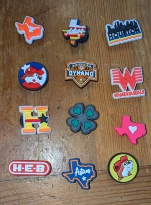 Lote de 12 dijes para zapatos para cocodrilos TEXAS Buc-ee's Whataburger Astros HEB Houston Foto 1 de 4
