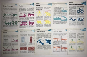 10 tarjetas de instrucciones de ganchillo Marshall Cavendish PATRONES DE ENCAJE de colección años 80 - Imagen 1 de 3