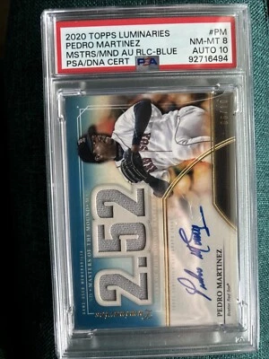 2020 Topps Pedro Martinez Luminaries Relic Auto #MOMAR-PM 06/10 PSA 8 AUTO 10 - Image 1 of 2
