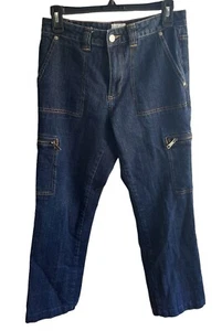 Vintage Y2K Calvin Klein Womens Cargo Dark Wash Mid Rise Jeans Size 6 - Picture 1 of 9