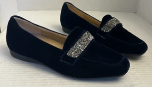 Karl Lagerfeld Paris Blue Velvet Stone Embellished Quiney Loafer Shoe Women 7 - Picture 1 of 8