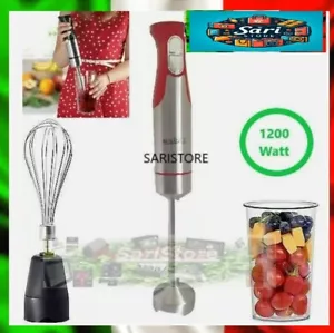 Frullatore Minipimer a Immersione 1200W Mixer con Frusta e Bicchiere Graduato - Picture 1 of 10