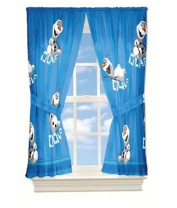 Disney Frozen Window Curtains Fun With Olaf Drapes And Tie-backs 63” Length - Picture 1 of 4
