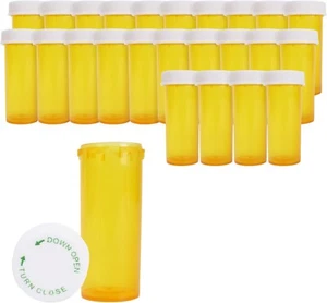 Plastic Amber Medicine Pill Bottles, 8 Dram, 25 Pack - Picture 1 of 6