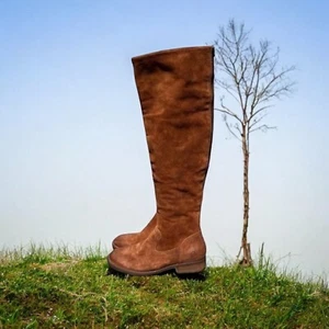 🌻NEU geboren Borman kniehohe abgenutzte rostkupferfarbene Lederstiefel Größe 6 - Bild 1 von 13