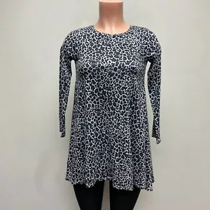 Harper Canyon Girls Grey Alloy Animal Print Long Sleeve Round Neck Swing Dress S - Picture 1 of 8