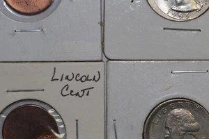 Two Off Center Lincoln Cents & Two Washington 25c Error Coin Lot of 4 (ERR8060) - Picture 1 of 9