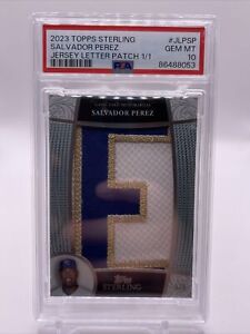 LETTRE PATCH MAILLOT STERLING 2023 Topps Salvador Perez 1/1 ROYALS POP 1