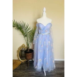 Vestidos de graduación de tul manga hinchada para mujer longitud té encaje floral. - Imagen 1 de 6