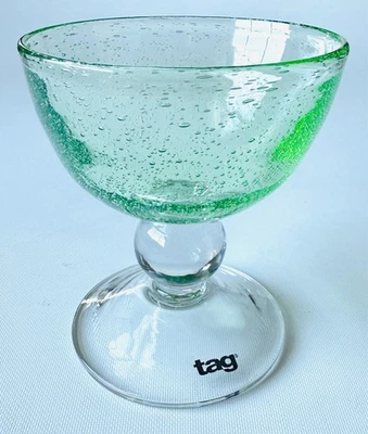(4) New - Bubble Glass Margarita Hand blown Glasses - VTG green - Rare - Изображение 1 из 4