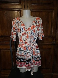 Francesca's blaues Regenkleid Damen Medium ärmellos V-Ausschnitt Strampler. Ohne Gürtel - Bild 1 von 15