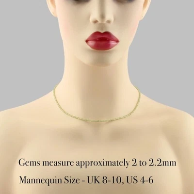 A+ Delicate 2MM Peridot Faceted Round Gemstone Beads Women Choker Necklaces 18'' - Image 1 of 4
