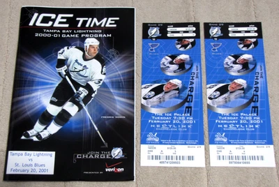 2/20/2001 Tampa Bay Lightning vs St. Louis Blues Tickets & Program TB Ice Palace - Image 1 of 3