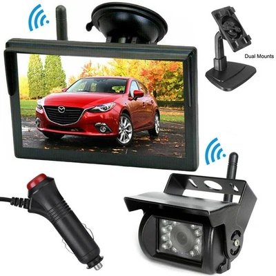 Wireless 5" Monitor IR Night Vision Backup Camera Kit for Caravan Truck Reverse - Image 1 of 4