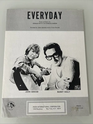 Partituras de música JOHN DENVER - BUDDY HOLLY 1957 "EVERYDAY" Norman Petty, Hardin - Imagem 1 de 3