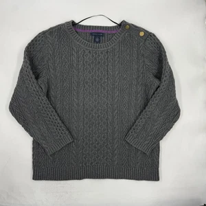 Maglione donna Tommy Hilfiger maglia cavo taglia M grigio ardesia maglia bottoni-spalla - Foto 1 di 10