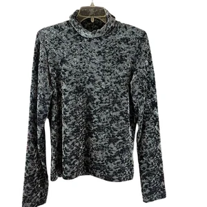 Sno Skins Crushed Velvet Floral Print Long Sleeve Turtleneck Made in USA Size Me - Bild 1 von 6