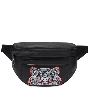 KENZO Tiger Motif 100% Leather Black Crossbody Bumbag/Belt Bag Unisex Very Rare! - Picture 1 of 11