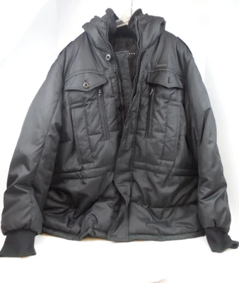 Chaqueta acolchada de poliéster negra Sean John NY para hombre con capucha cálida - talla 3XL Foto 1 de 4