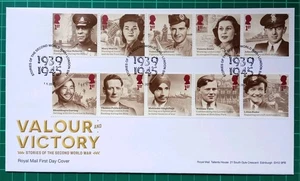 2025 Valour & Victory  Set of 10 on FDC London STORIES Postmarks - Picture 1 of 2