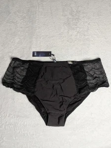 Lou Paris Damen Slip - UK 4XL - schwarz semi-blickdicht mit silberner Schnalle - sexy - Bild 1 von 9