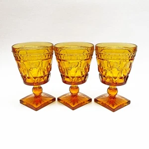 Juego de 3 copas con patas vintage Indiana Glass ámbar colony Park Lane - - Imagen 1 de 5