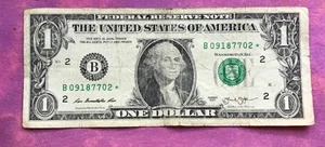 2013 DOLLAR BILL DUPLICATE STAR NOTE DC B09187702* - Picture 1 of 3