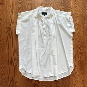 Nili Lotan Normandy Blouse Top Shirt Womens XS White 100% Cotton Short Sleeve - Picture 1 of 10