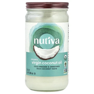 Aceite de coco orgánico Nutiva virgen 23 fl oz 680 ml B Corp, comercio justo, Foto 1 de 3